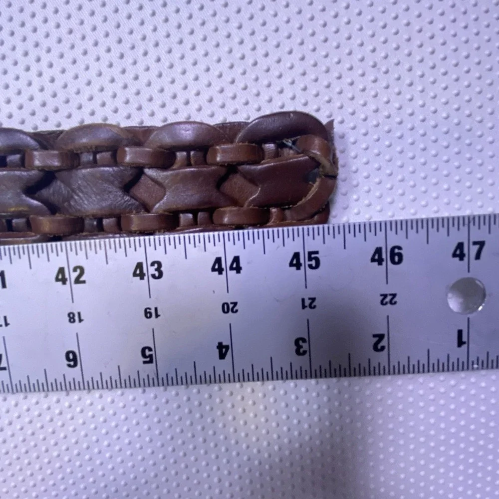 Hollister Wide Braided Woven Wide Brown Genuine Leather Belt Size M/L